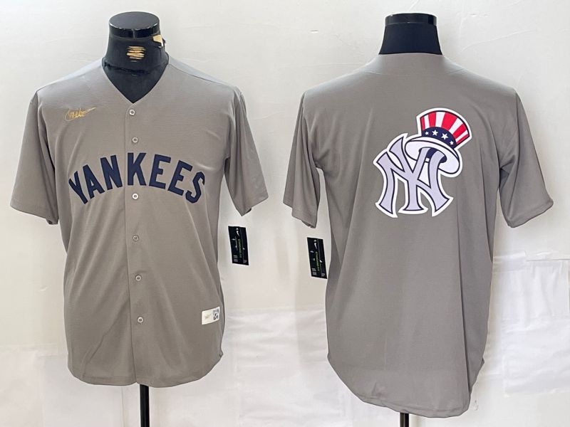 Men New York Yankees Blank Grey Throwback Nike Game 2024 MLB Jersey style 15->new york yankees->MLB Jersey